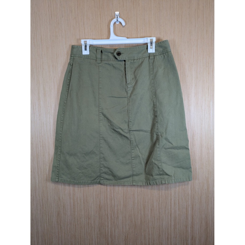 Bass GH Bass & Co Womens Olive Green Cotton A-Line Utility Skirt Size 8